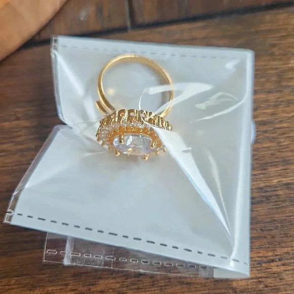 American Diamond Accented Gold Adjustable Ring. - Picture 6 of 6